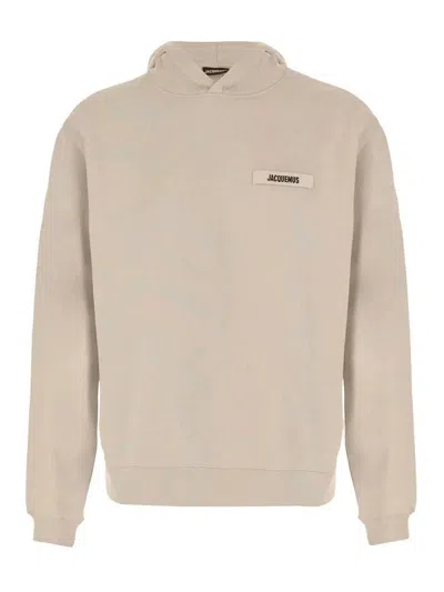 Jacquemus Relaxed Fit Cotton Hoodie With Subtle Branding In Neutral
