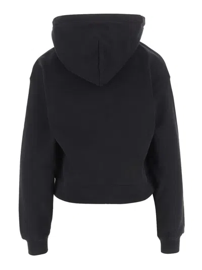 Jacquemus Le Hoodie Gros Grain Black Cropped Hoodie With Drawstring Hood And Logo Patch On The Front In Cotton In Black