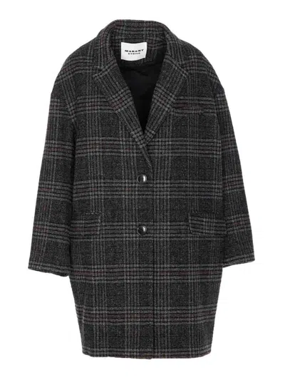 Isabel Marant Étoile Isabel Marant Etoile Plaid Wool Single-breasted Coat In Gray