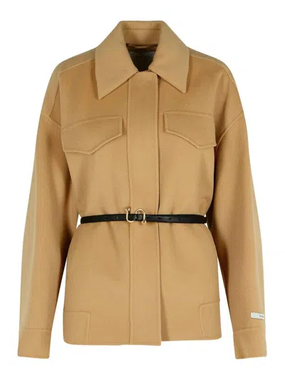 Sportmax Wool Short Coat In Neutral