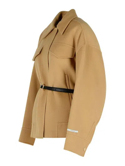 Sportmax Wool Short Coat In Neutral