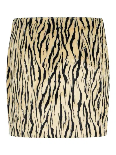 Rotate Birger Christensen Rotate Printed Faux Fur Skirt In Animal Print