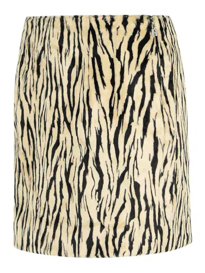 Rotate Birger Christensen Rotate Printed Faux Fur Skirt In Animal Print