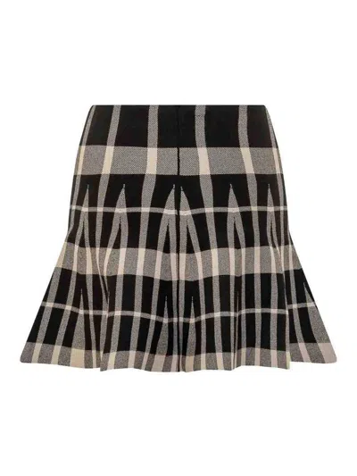 Msgm Checked Pleated Mini Skirt Clothing In Black