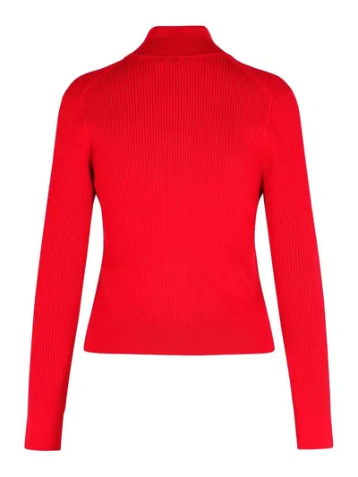 Jw Anderson J. W. Anderson Crimson Red Cotton Blend Turtleneck Sweater In Brown