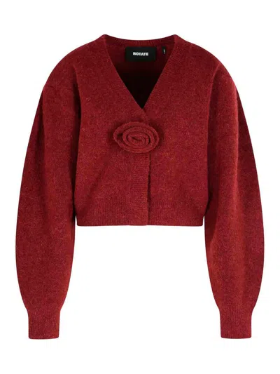 Rotate Birger Christensen Rotate Burgundy Alpaca Blend Cardigan In Red
