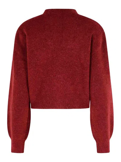 Rotate Birger Christensen Rotate Burgundy Alpaca Blend Cardigan In Red