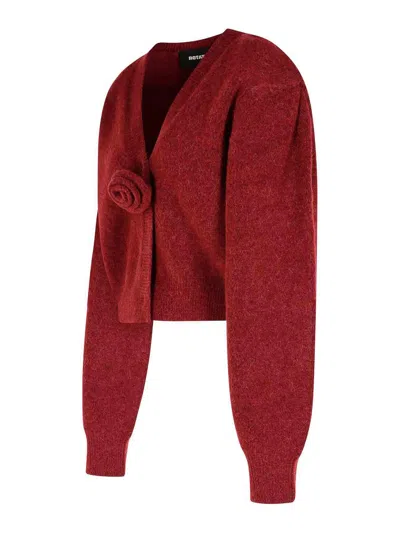 Rotate Birger Christensen Rotate Burgundy Alpaca Blend Cardigan In Red