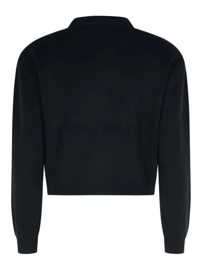 Rotate Birger Christensen Rotate Cropped Cotton Cardigan With Metal Logo Detail In Black