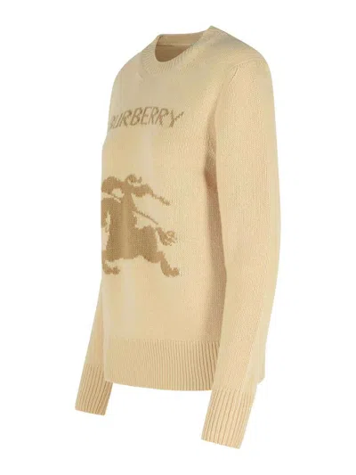 Burberry Wool-cashmere Blend Sweater With Contrasting Graphic In Gray