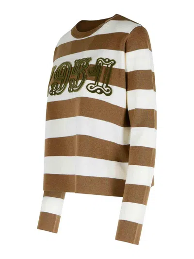 Max Mara Viterbo Wool Crewneck Sweater In Multi