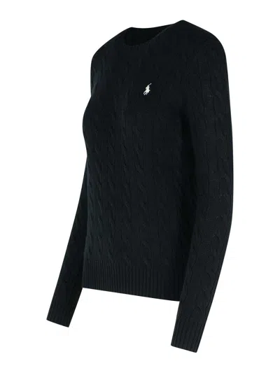 Polo Ralph Lauren Cable Wool And Cashmere Crewneck Jumper In Black
