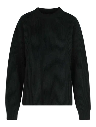 Jil Sander Wool Crew Neck Sweater With Asymmetric Detail In Black