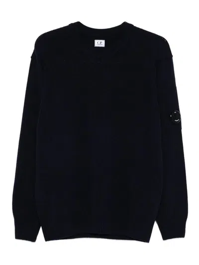 C.p. Company C.p.company Logo Cotton Crewneck Sweatshirt In Blue