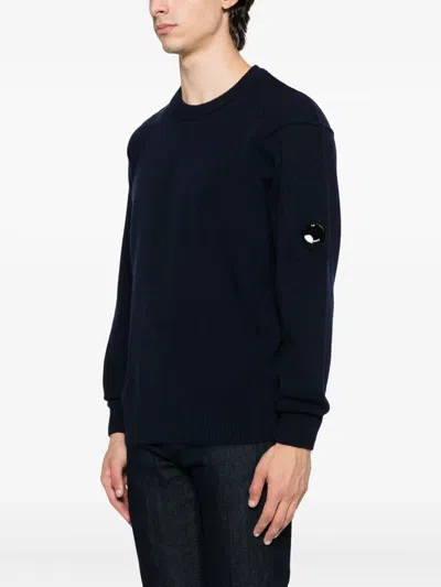 C.p. Company C.p.company Logo Cotton Crewneck Sweatshirt In Blue
