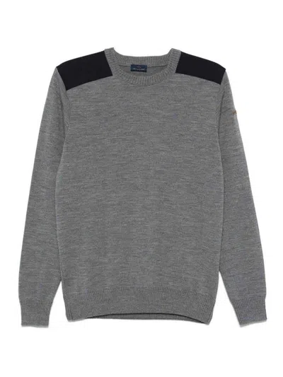 Paul & Shark Wool Crewneck Sweater Contrast Panels In Gray
