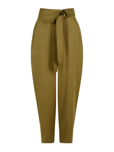 Attico Gabardine Long Pants In Green