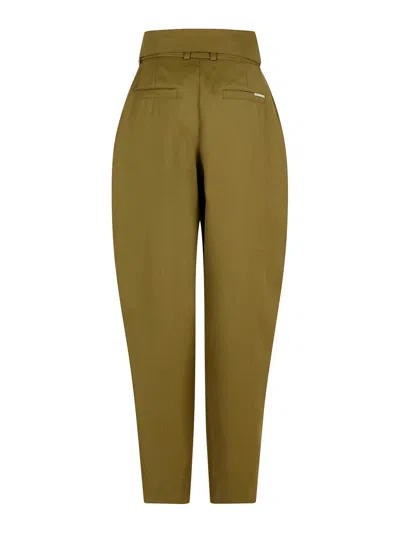 Attico Gabardine Long Pants In Green