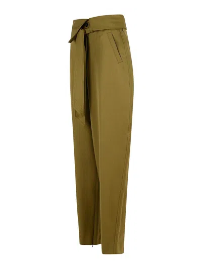 Attico Gabardine Long Pants In Green