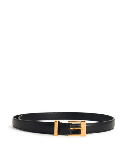 Khaite Manhattan Black Leather Belt In Black