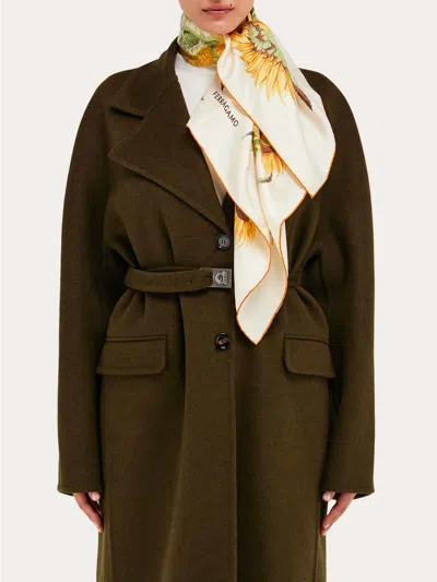 Ferragamo Sunflower Print Silk Scarf In Yellow