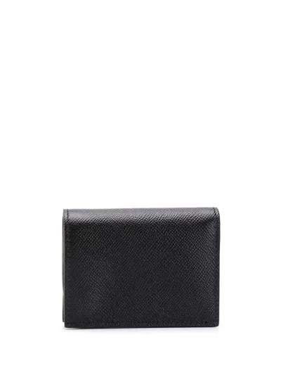 Ferragamo Card Holder With Engraved Logo In Hammered Leather Woman In Black