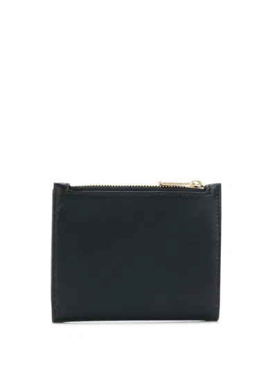 Ferragamo Bow-detail Smooth Split Calf Leather Wallet In Black