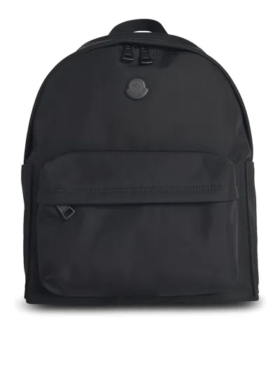 Moncler Pierrick Nylon Backpack Large Front Pocket In Black