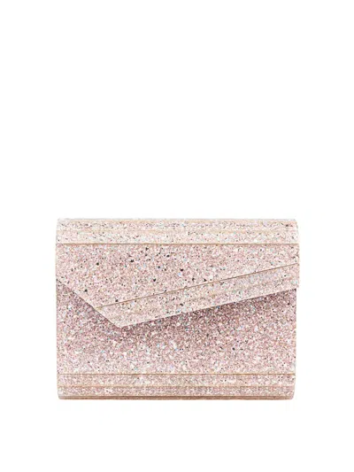 Jimmy Choo Candy Clutch Bag In Fabric With Glitter In Pink