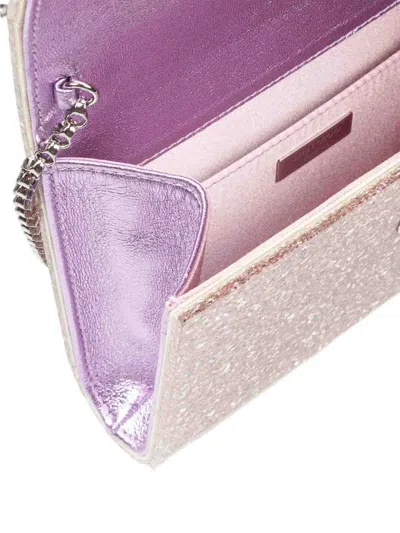 Jimmy Choo Candy Clutch Bag In Fabric With Glitter In Pink