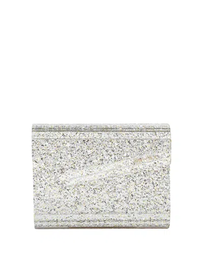 Jimmy Choo Candy Clutch Bag In Acrylic Fabric With Glitter In Silver