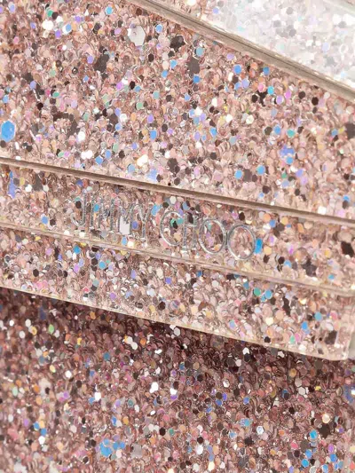 Jimmy Choo Candy Clutch Bag In Fabric With Glitter In Pink