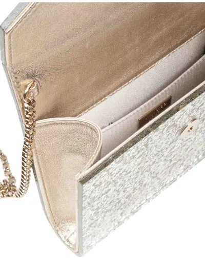 Jimmy Choo Candy Clutch Bag In Acrylic Fabric With Glitter In Silver