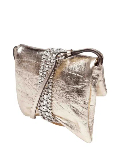 Jimmy Choo Clutch Bag In Metallic Leather With A Vintage Effect In Gold