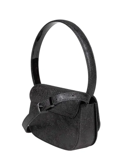Diesel 1dr-iconic 1dr Bag In Glitter-camo Lurex In Black