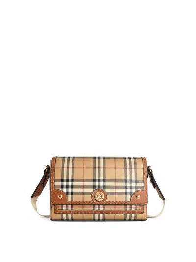 Burberry Check Medium Note Bag In Sand