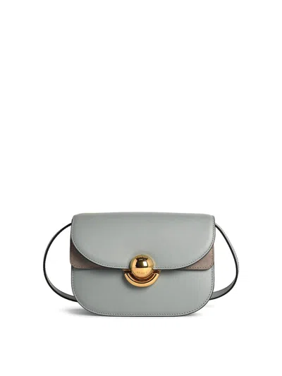 Furla Light Blue Leather Mini Sfera Crossbody Bag In Gray