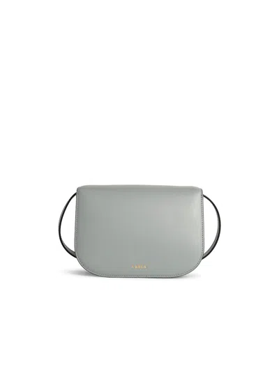 Furla Light Blue Leather Mini Sfera Crossbody Bag In Gray