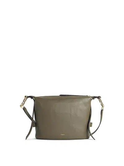 Furla Nuvola M Sage Leather Bag In Green