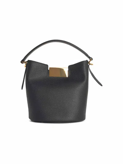 Marni Trunkaroo Leather Bucket Bag In Black