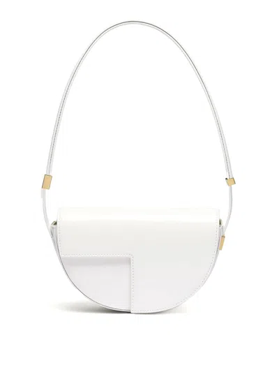Patou Small Leather Shoulder Bag In White