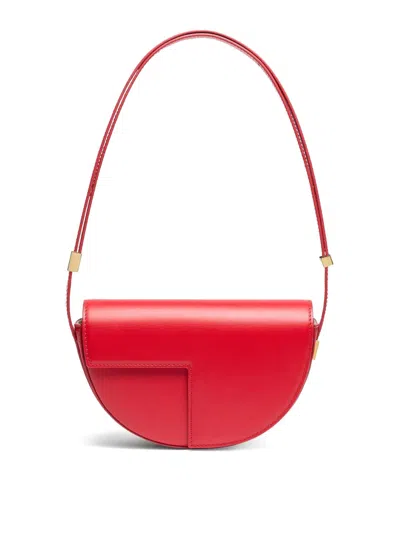 Patou Leather Shoulder Bag Adjustable Strap In Red