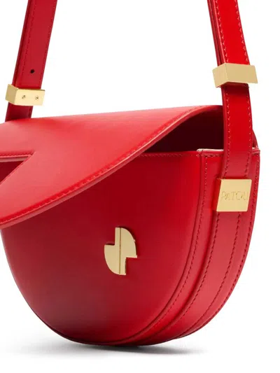 Patou Leather Shoulder Bag Adjustable Strap In Red