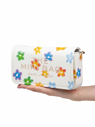 Marc Jacobs The Mini Bag In White Leather With Flower Print In Multi