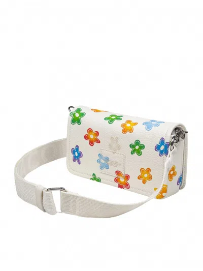 Marc Jacobs The Mini Bag In White Leather With Flower Print In Multi