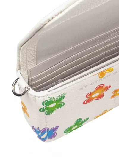 Marc Jacobs The Mini Bag In White Leather With Flower Print In Multi
