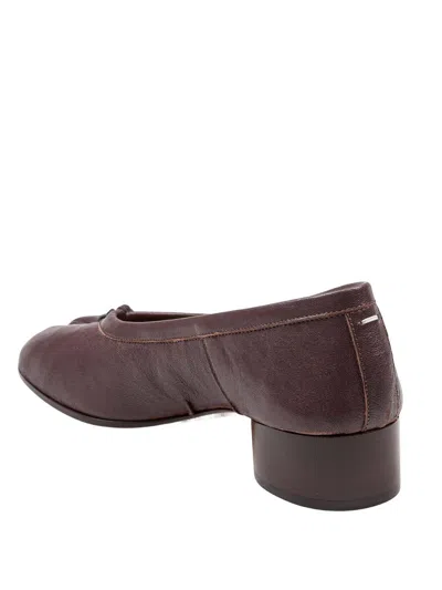 Maison Margiela Tabi Ballet Flats In Viola Suede In Animal Print