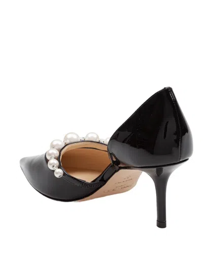 Jimmy Choo Aurelie Leather Pumps Pearl Strap In Black