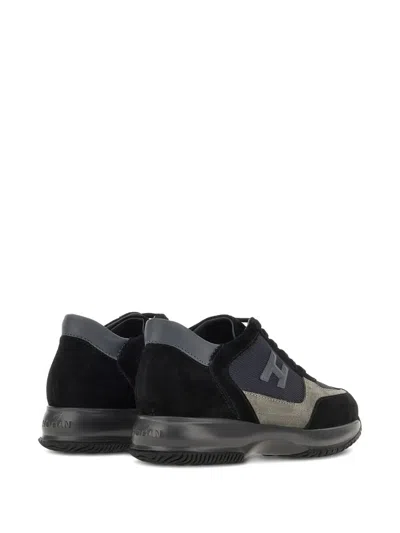 Hogan Suede And Smooth Leather Interactive Sneakers With Technical Fabric Inserts In Gray