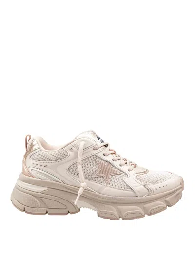 Golden Goose Lightstar Leather And Mesh Sneakers Colour Taupe In Gray